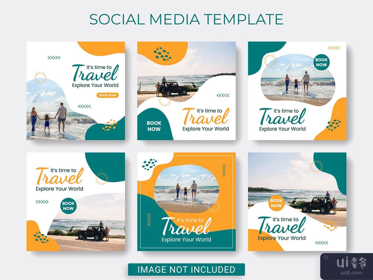 Travel social media template for ads.