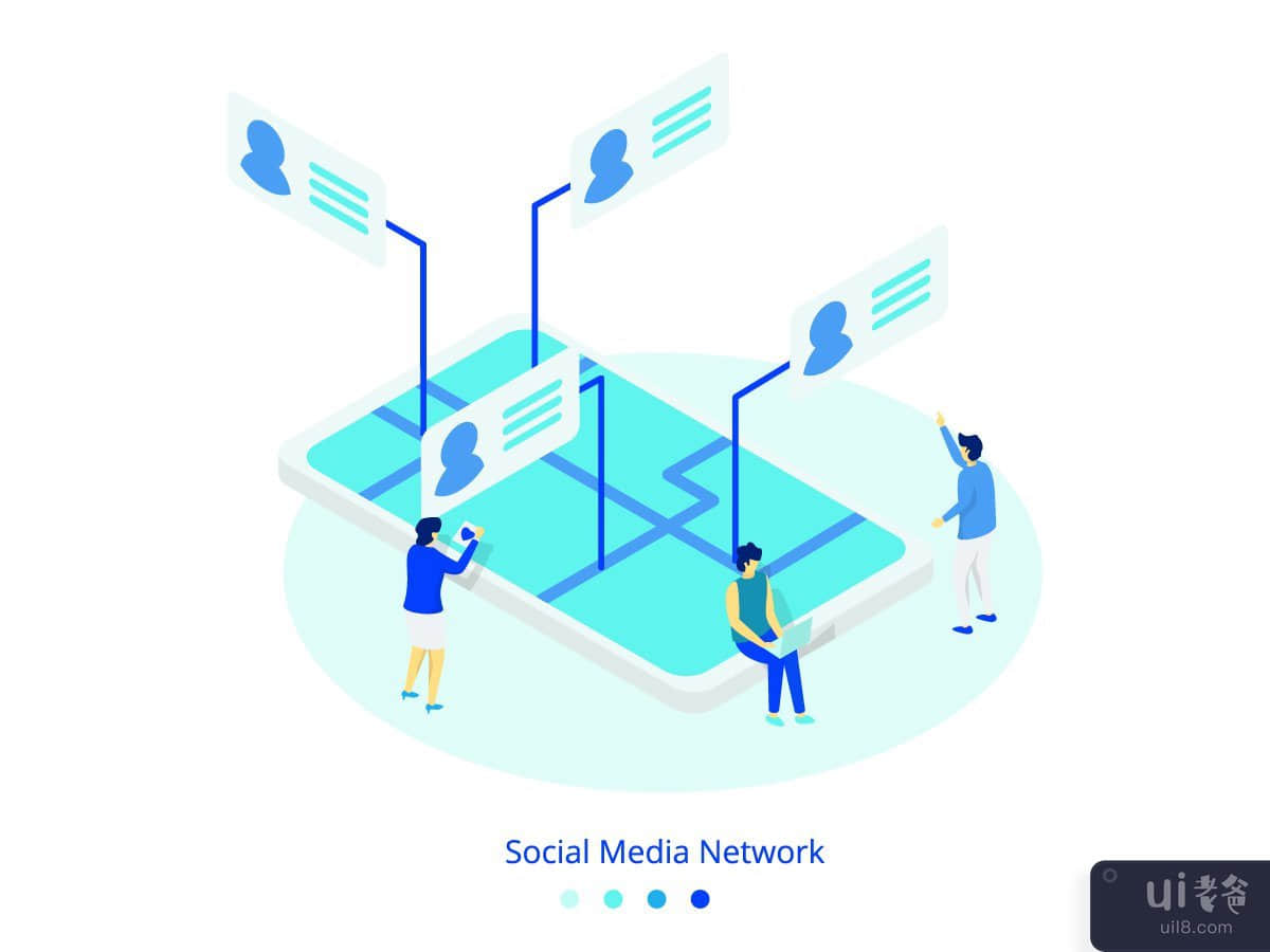 登陆页面社交媒体网络概念(Landing Page Social Media Network concept)插图