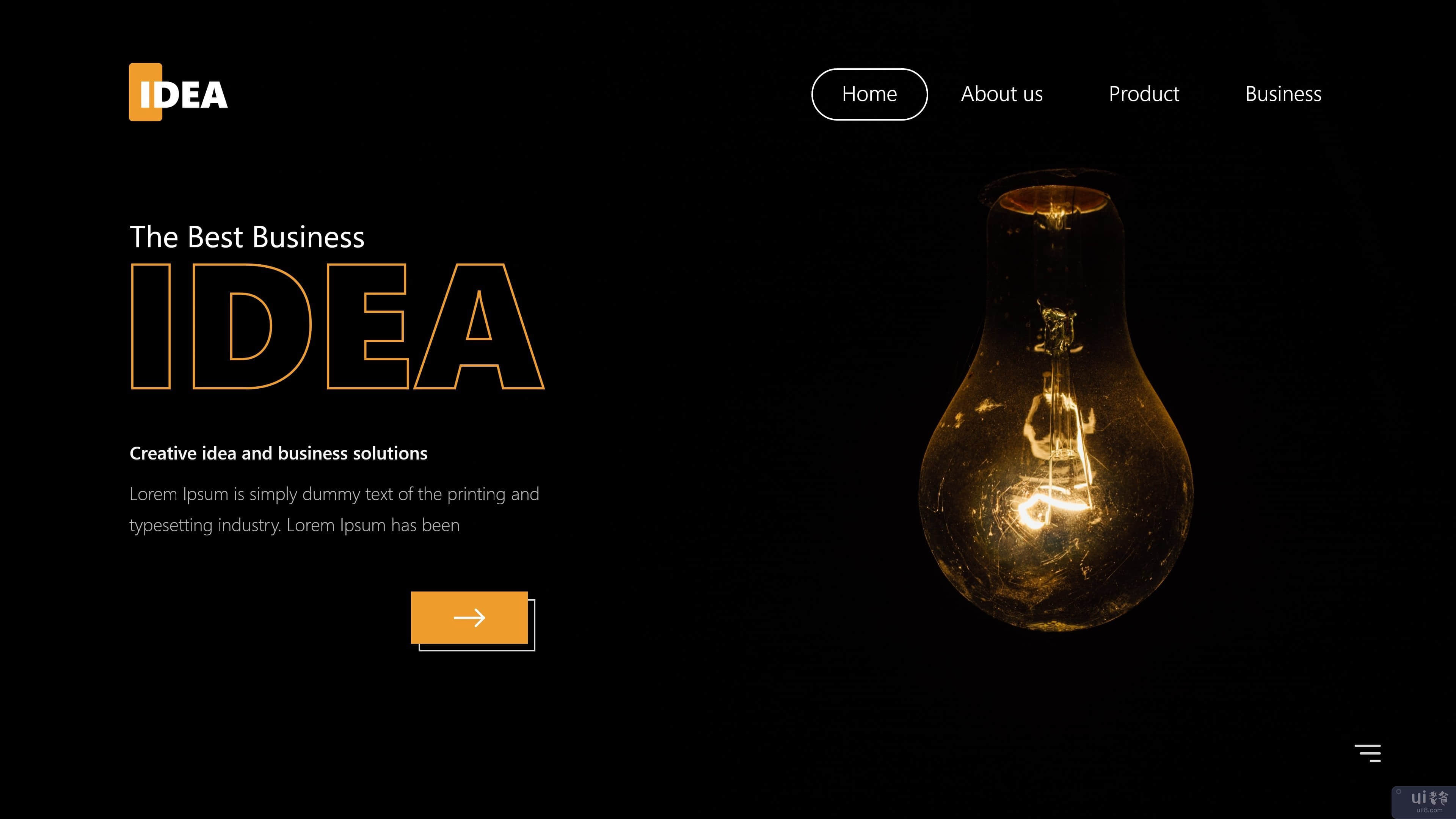 创意和业务解决方案登陆页面。(Creative idea and business solutions Landing Page.)插图