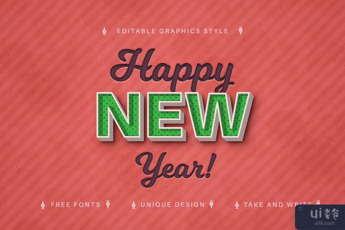 圣诞快乐 - 可编辑的文字效果，字体样式(Merry Christmas - Editable Text Effect, Font Style)插图1