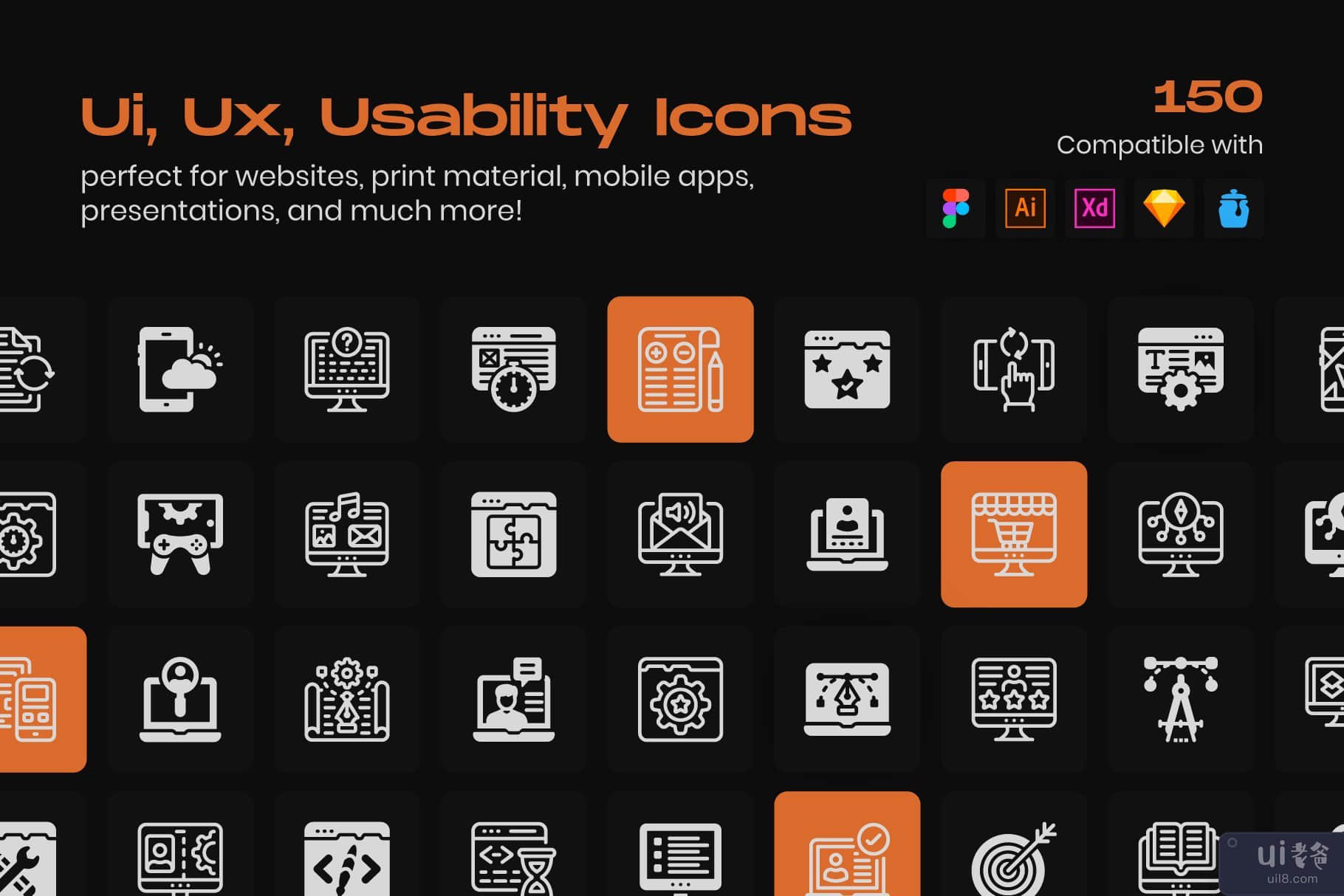 网页设计线性图标包(Web Design Linear Icons Pack)插图7