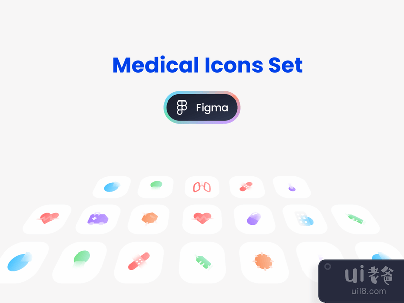 Medical frosted icon set