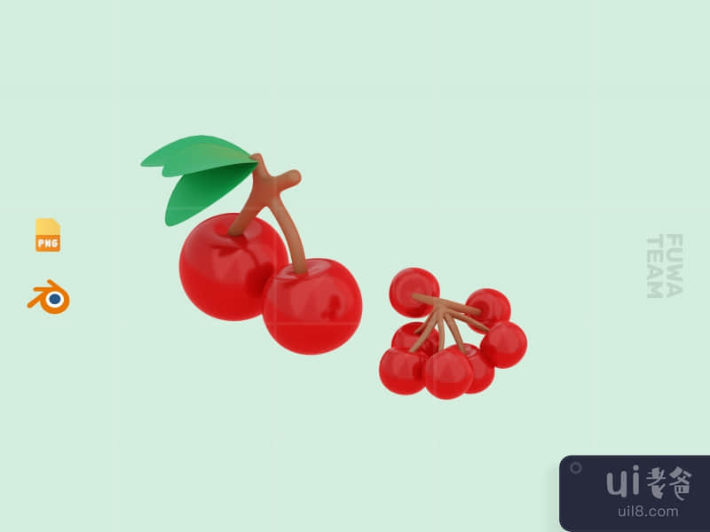 Cute 3D Fruit Illustration Pack - Cherry