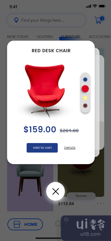 家具 UI 套件概念屏幕(Furniture UI Kit concept screens)插图