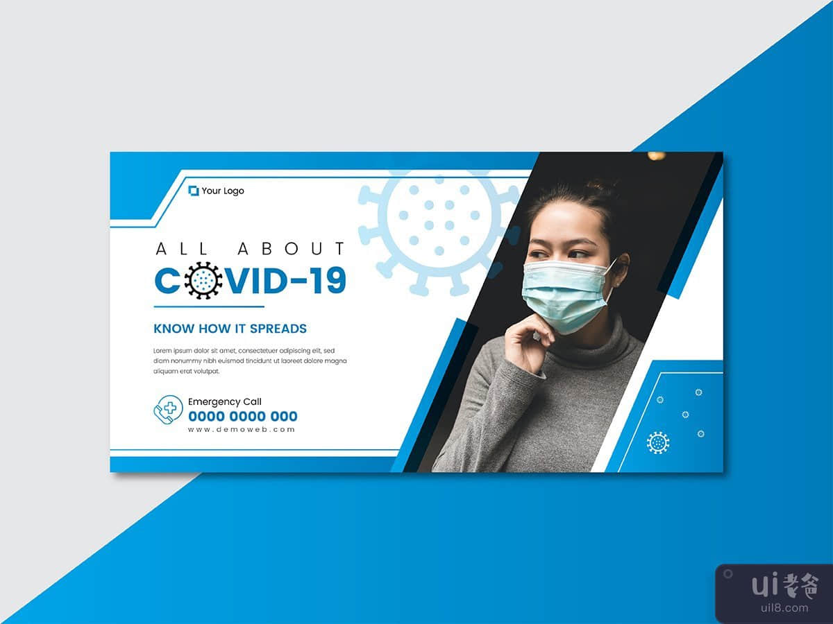 电晕病毒社交媒体横幅模板(Corona Virus Social Media Banner Template)插图