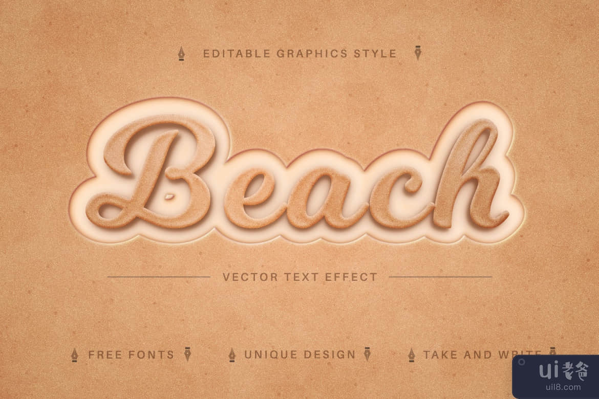 Sandy Beach - 可编辑的文字效果，字体样式(Sandy Beach - Editable Text Effect, Font Style)插图2