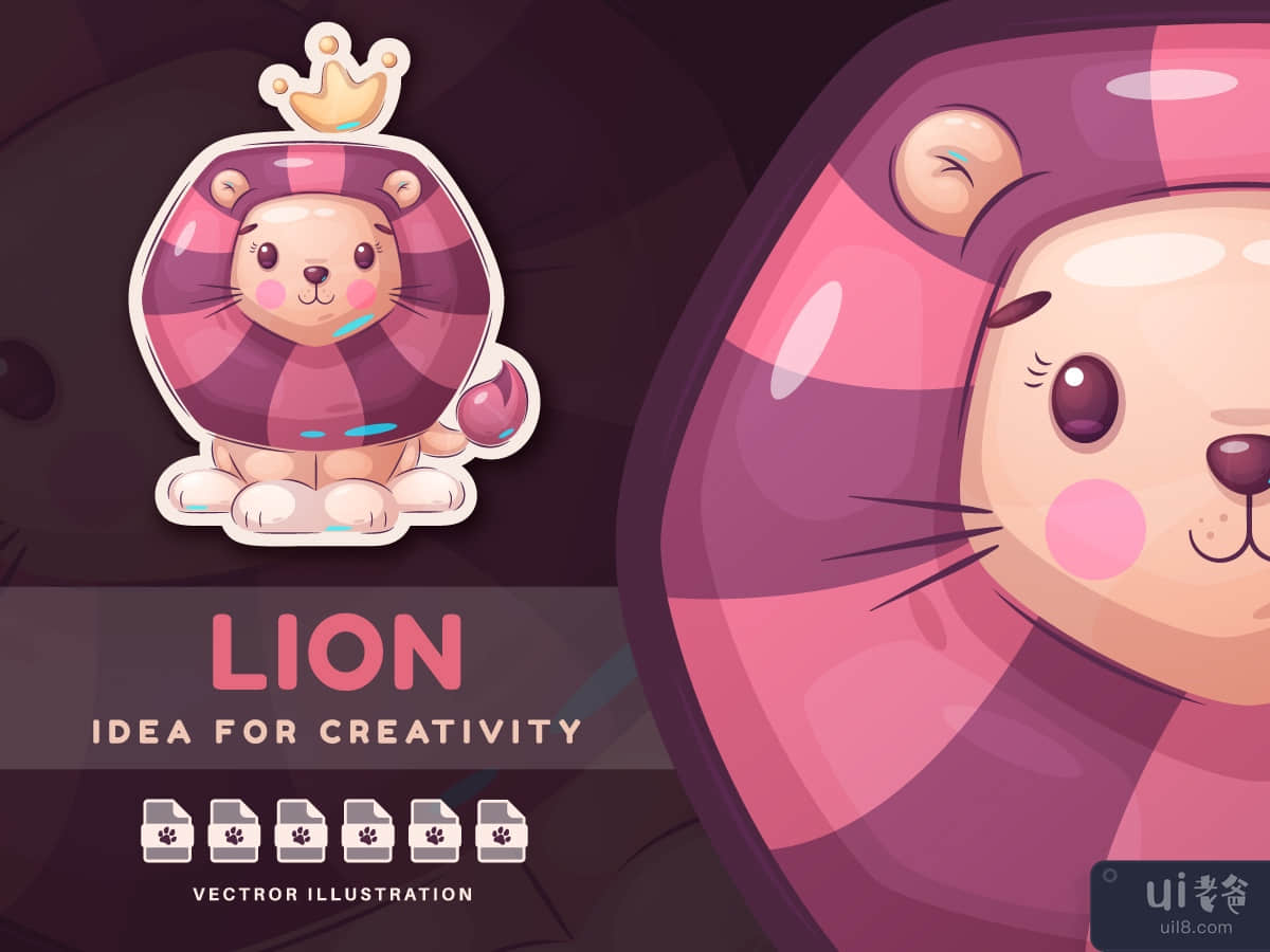 Cartoon Character Animal Lion - Sticker