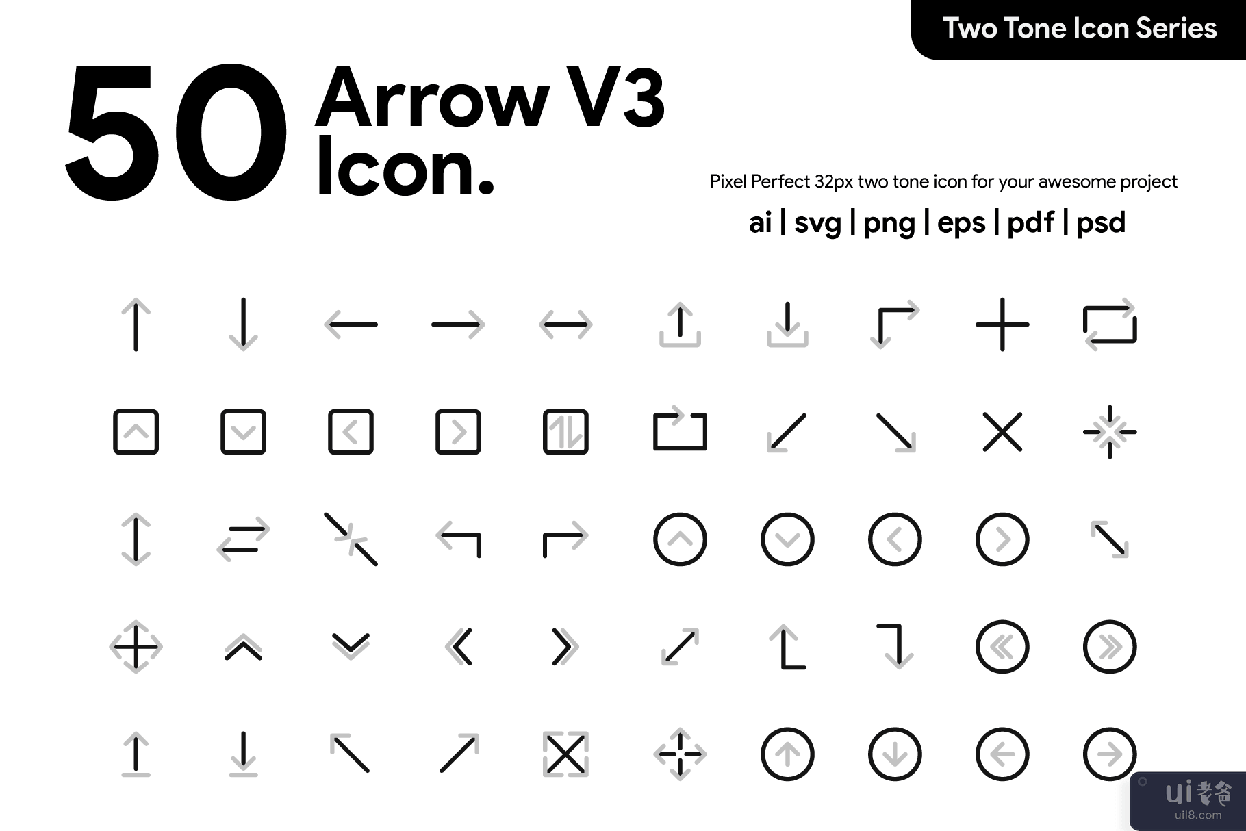50 箭头 V3 两音图标(50 Arrow V3 Two Tone Icon)插图2