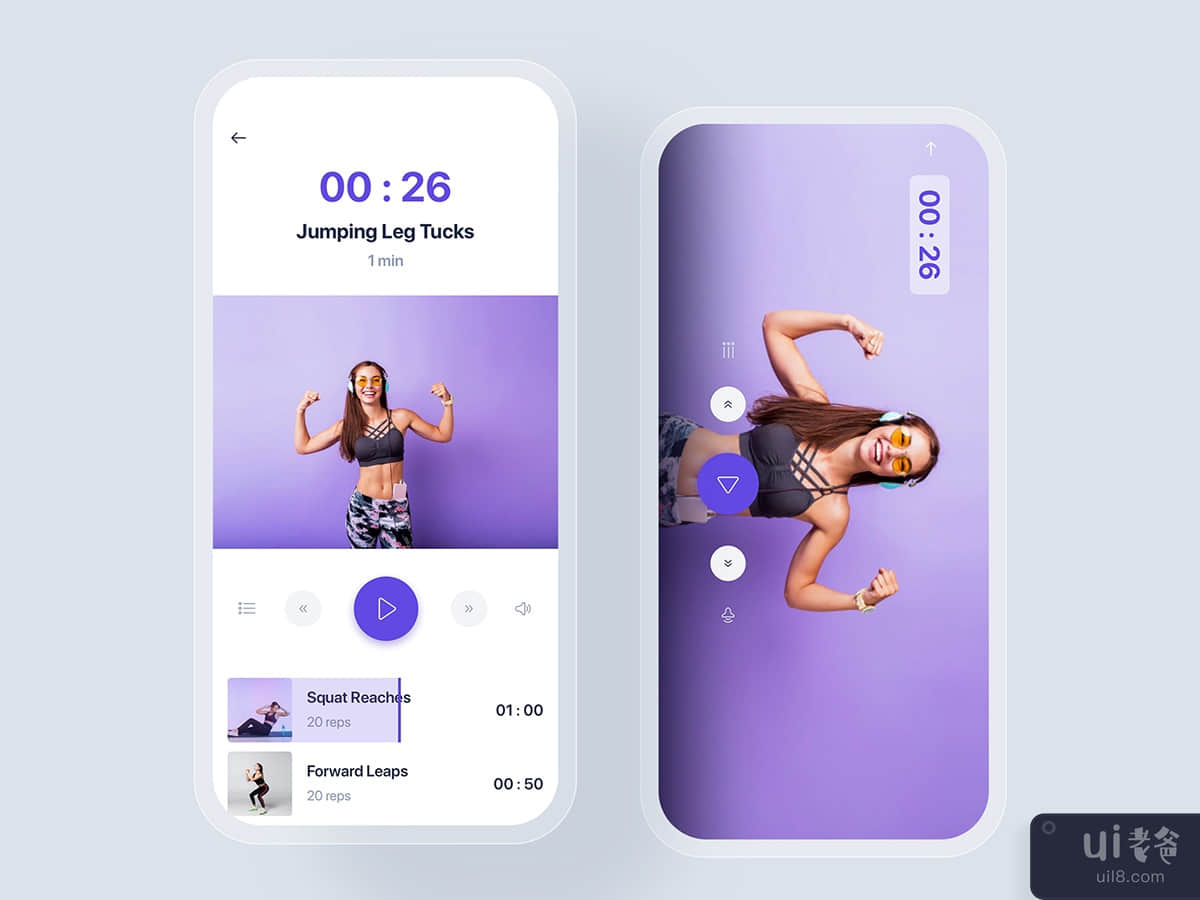 Workouts & Meal Planner mobile UI concept