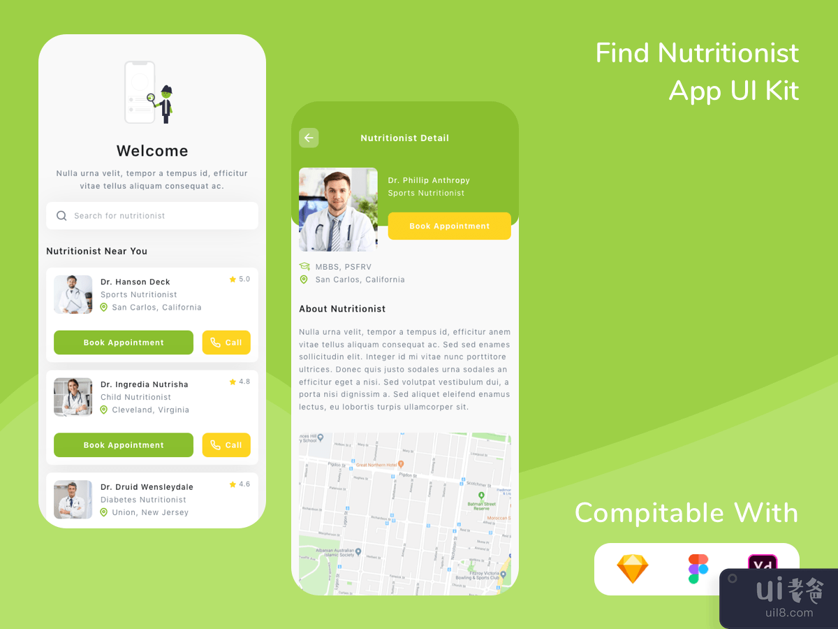 Find Nutritionist App UI Kit