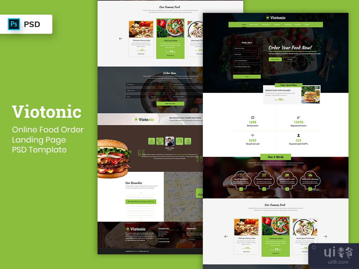 Food Order Online Landing Page PSD Template