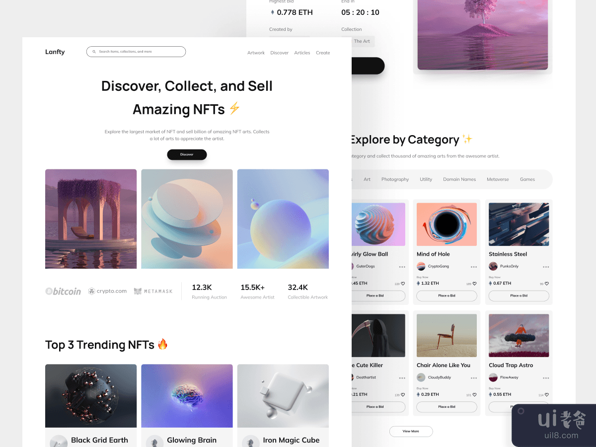 Lanfty - NFT Marketplace 1 UI Kit