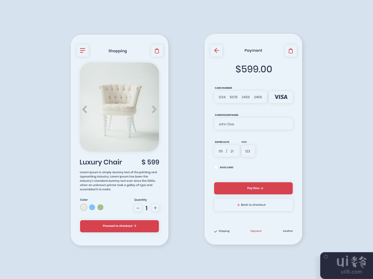 Ecommerce Shopping App Product View & Checkout UI