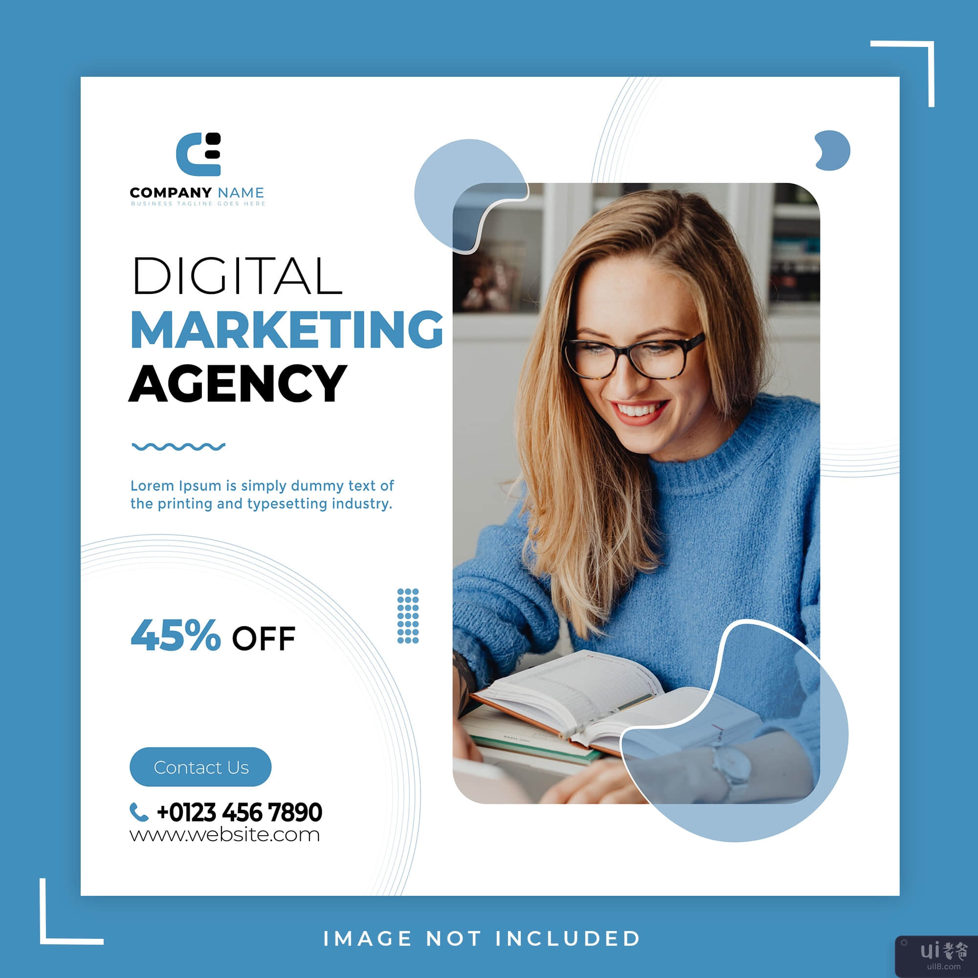 数字营销机构清洁社交媒体帖子模板(Digital marketing agency clean social media post template)插图