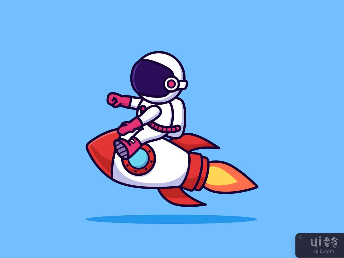 Astronaut riding rocket