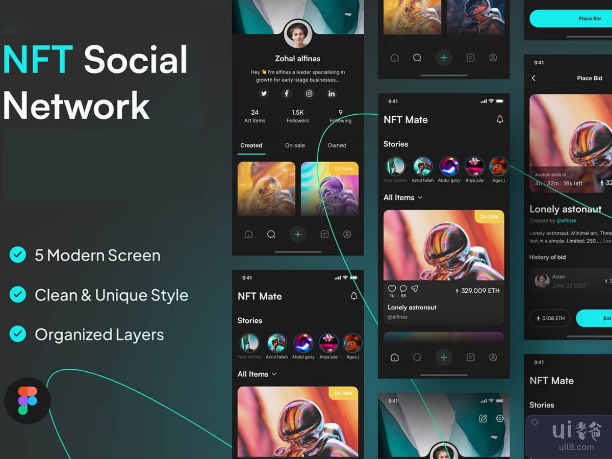NFT Social Network Mobile App UI Kit