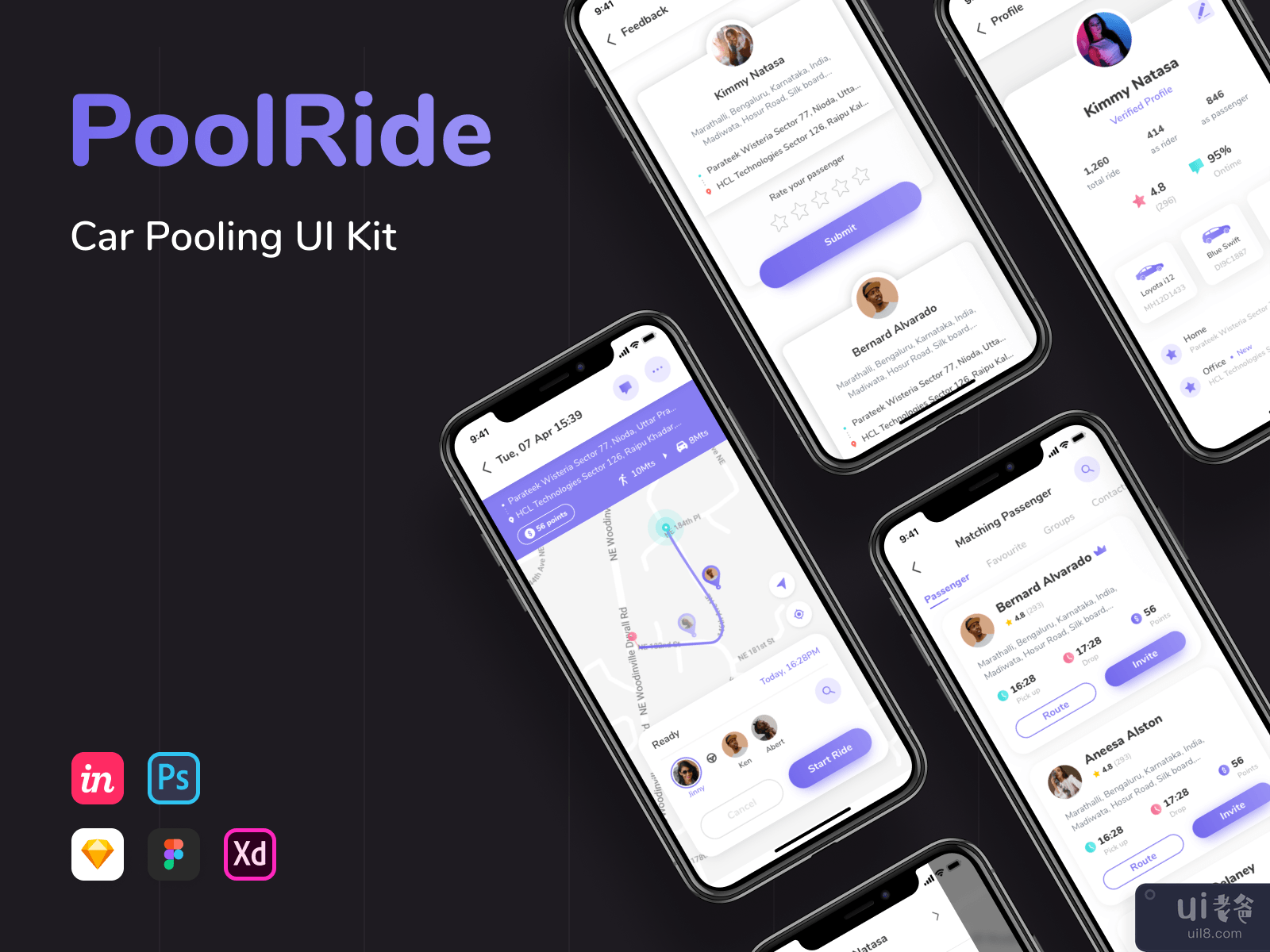 PoolRide - Car Pooling UI Kit #7