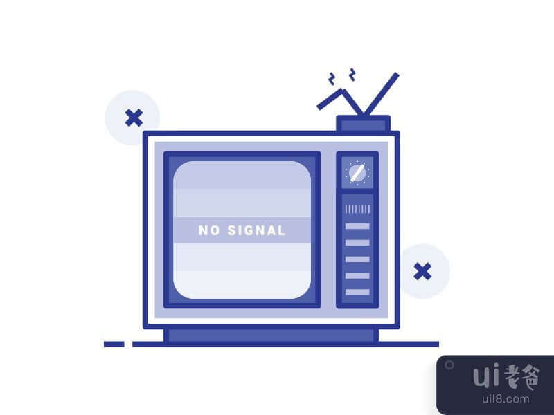 Broken no signal retro vintage television illustration vector