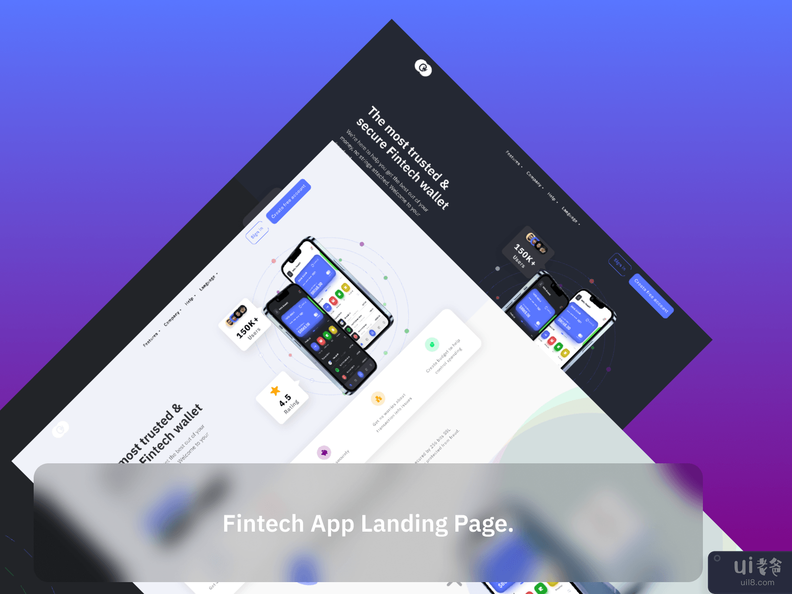 金融科技应用登陆页面。(FIntech App Landing page.)插图