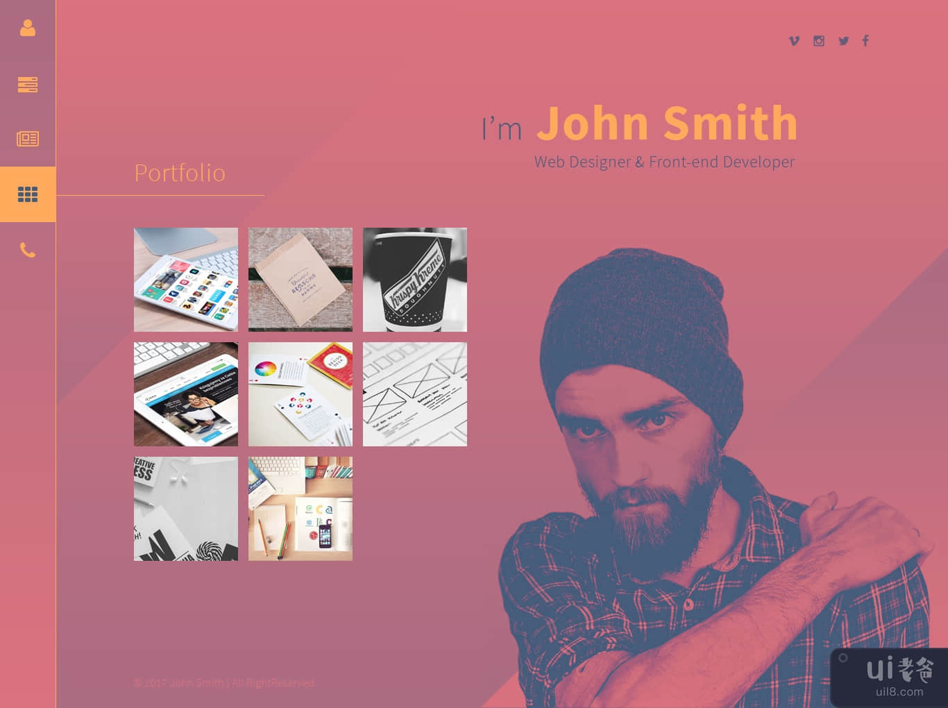 JohnSmith - 设计师作品集网站(JohnSmith - Designer’s Portfolio Website)插图2