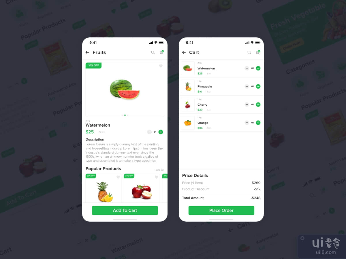 杂货店移动应用程序用户界面(Grocery Mobile App UI)插图