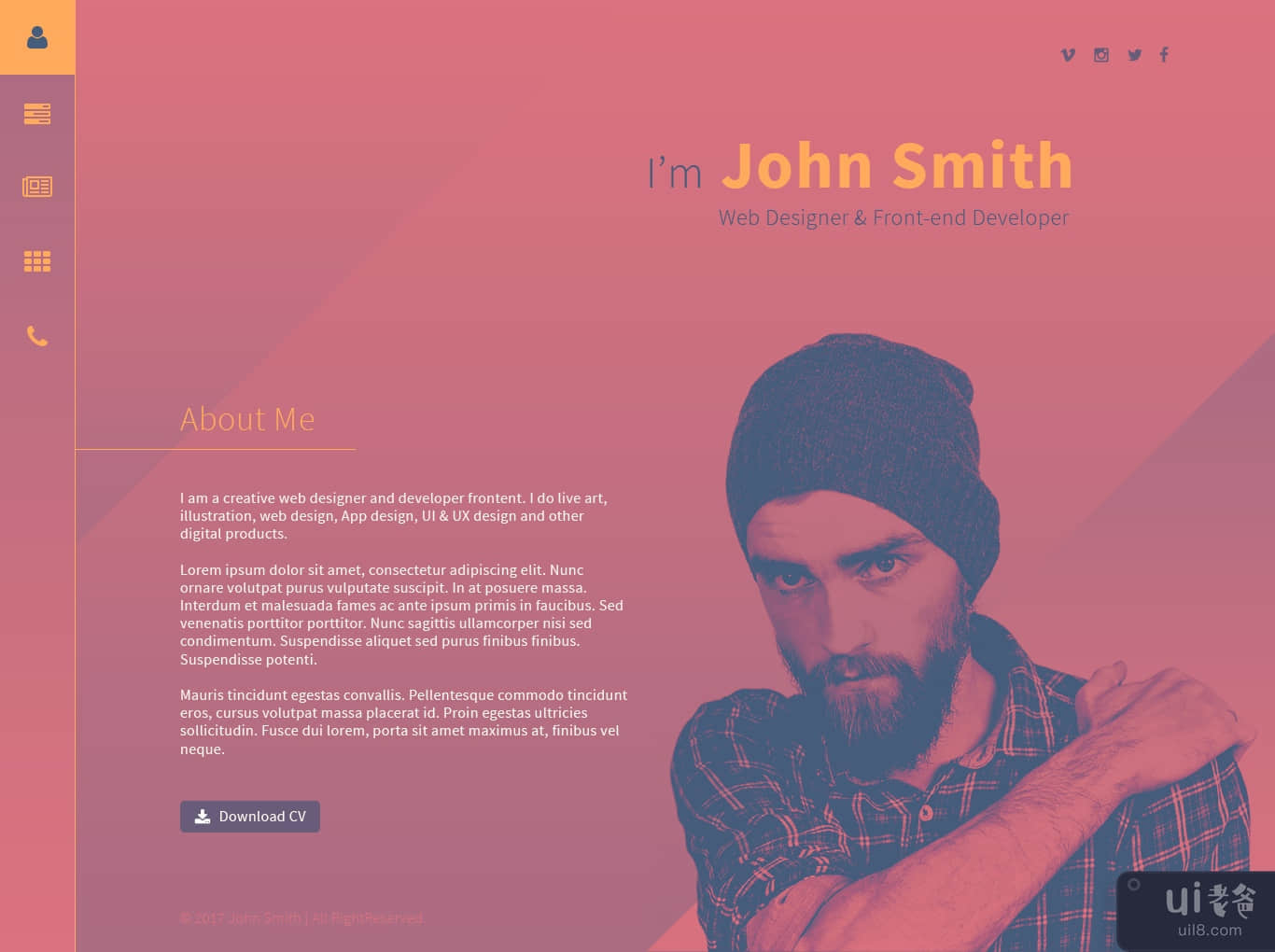 JohnSmith - 设计师作品集网站(JohnSmith - Designer’s Portfolio Website)插图1