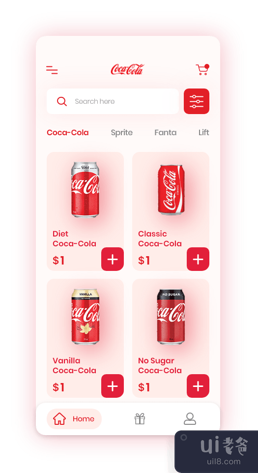 可口可乐应用程序 ui 概念(Coca-Cola app ui concept)插图