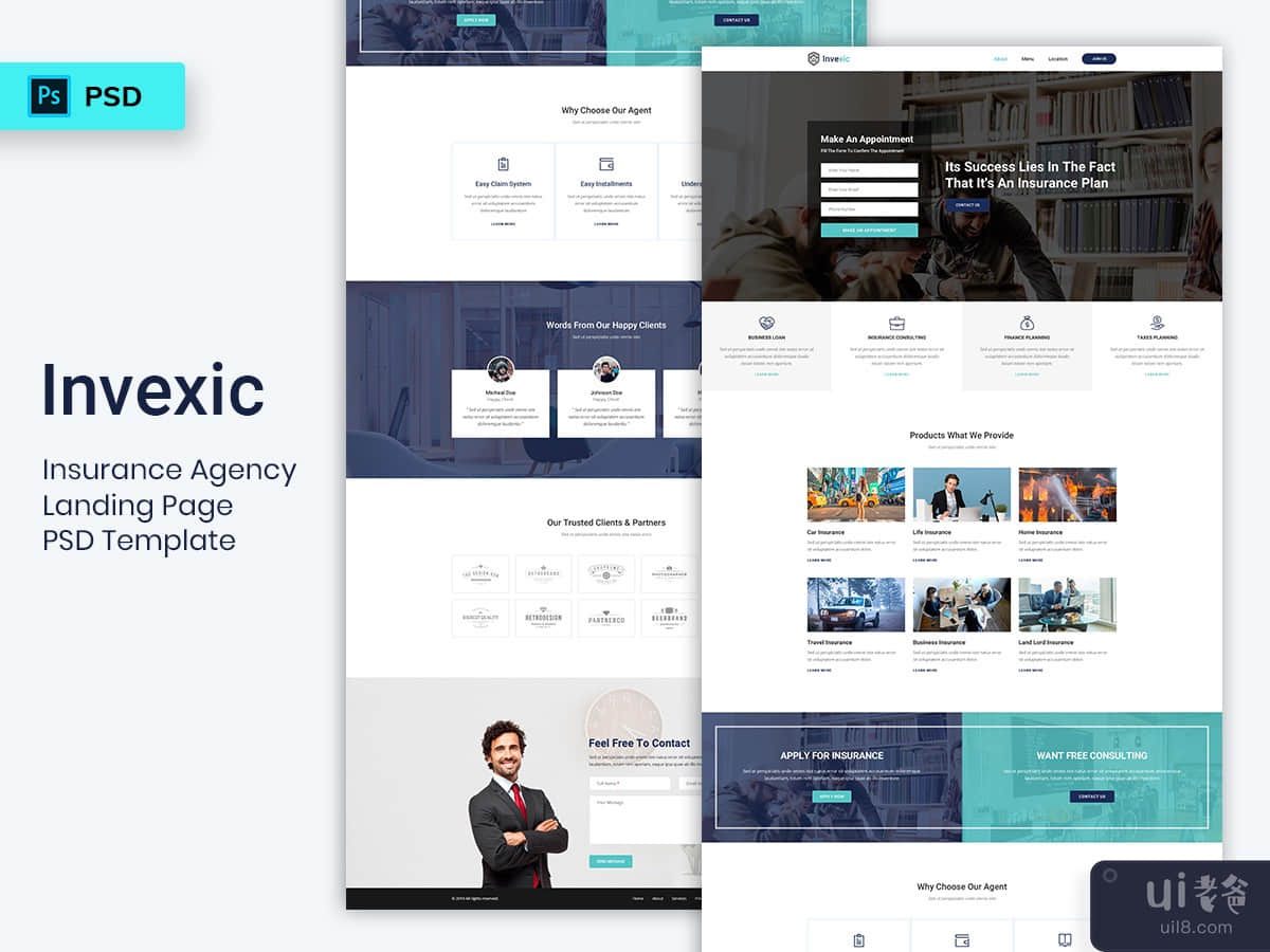 Insurance Agency Landing Page PSD Template