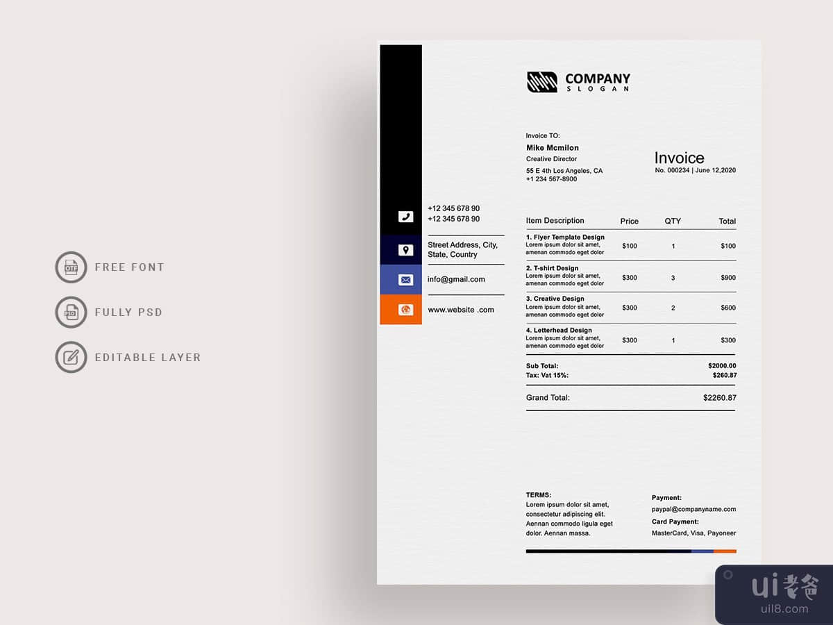 Black Corporate Invoice Template For Business Service