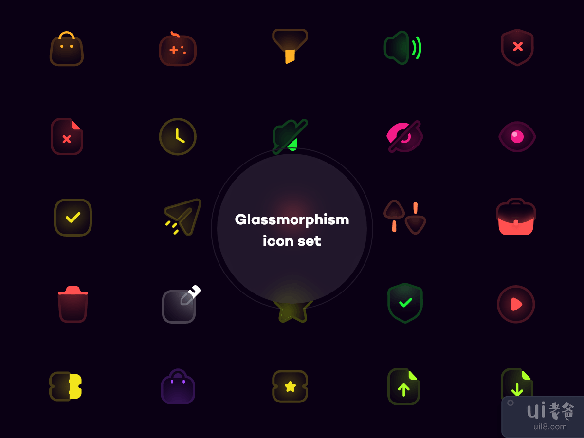 Glassmorphism 图标集-3(Glassmorphism icon set - 3)插图