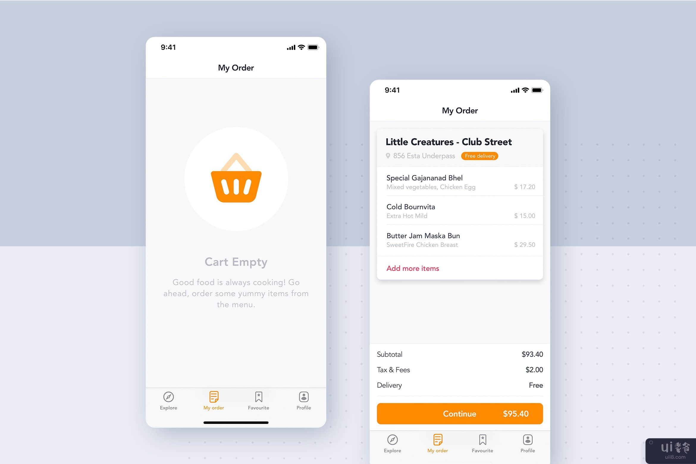 食品订单移动应用程序 UI 套件(Food Order mobile app UI Kit)插图1