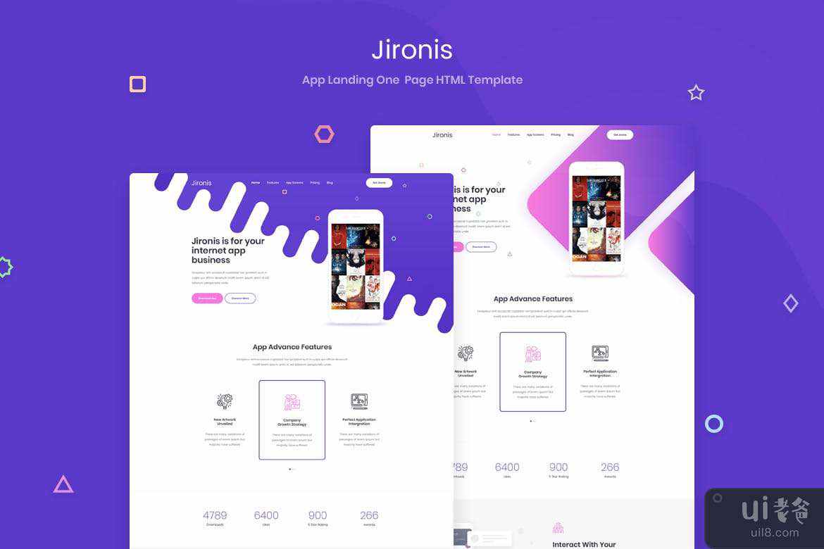 Jironis - 应用登陆一页 HTML 模板(Jironis - App Landing One Page HTML Template)插图
