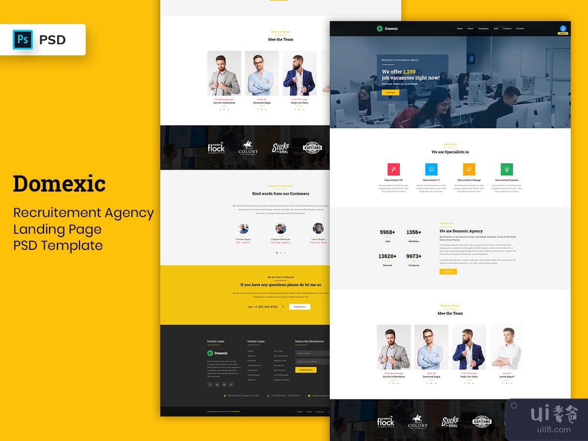 Recruitement Agency Landing Page PSD Template