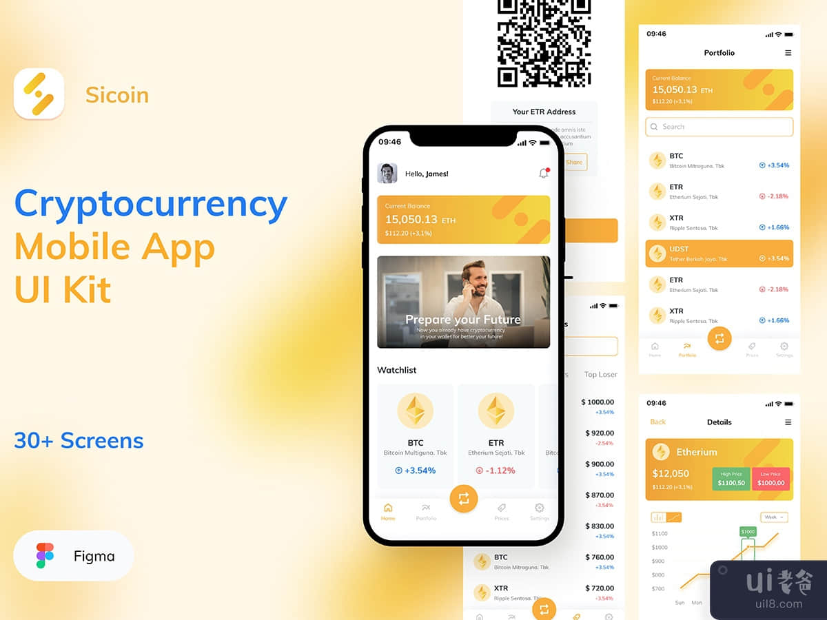 Sicoin - Cryptocurrency Mobile App UI Kit