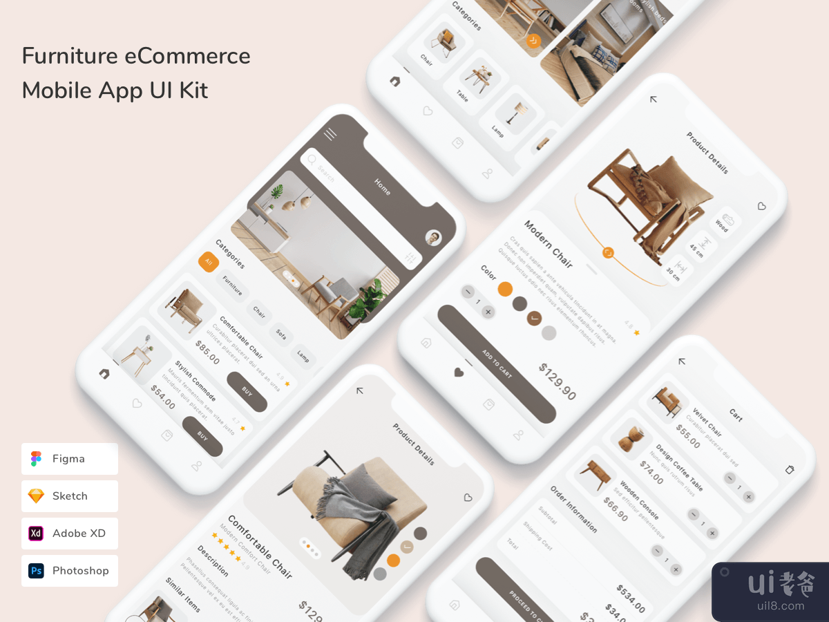 Furniture eCommerce Mobile App UI Kit