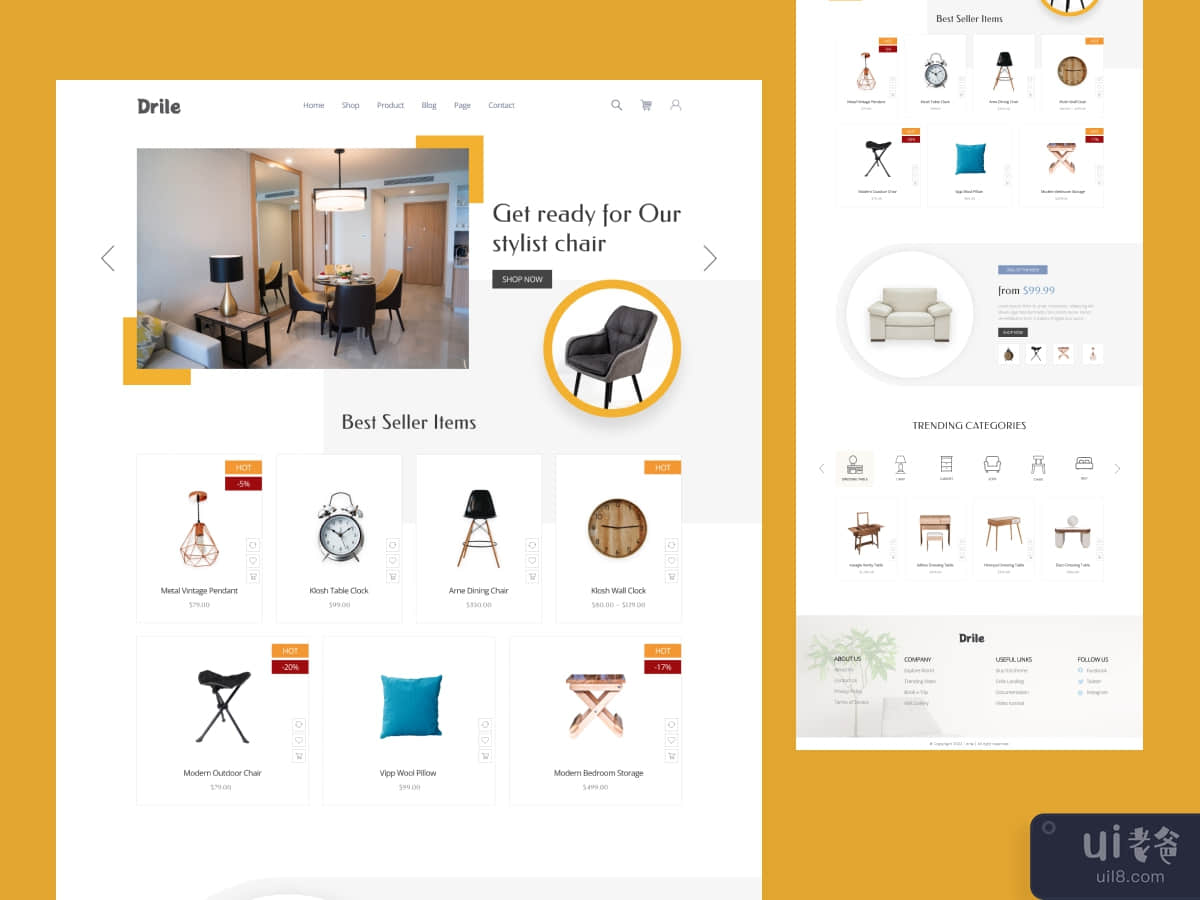 家具店登陆页面设计(Furniture  shop Landing Page Design)插图