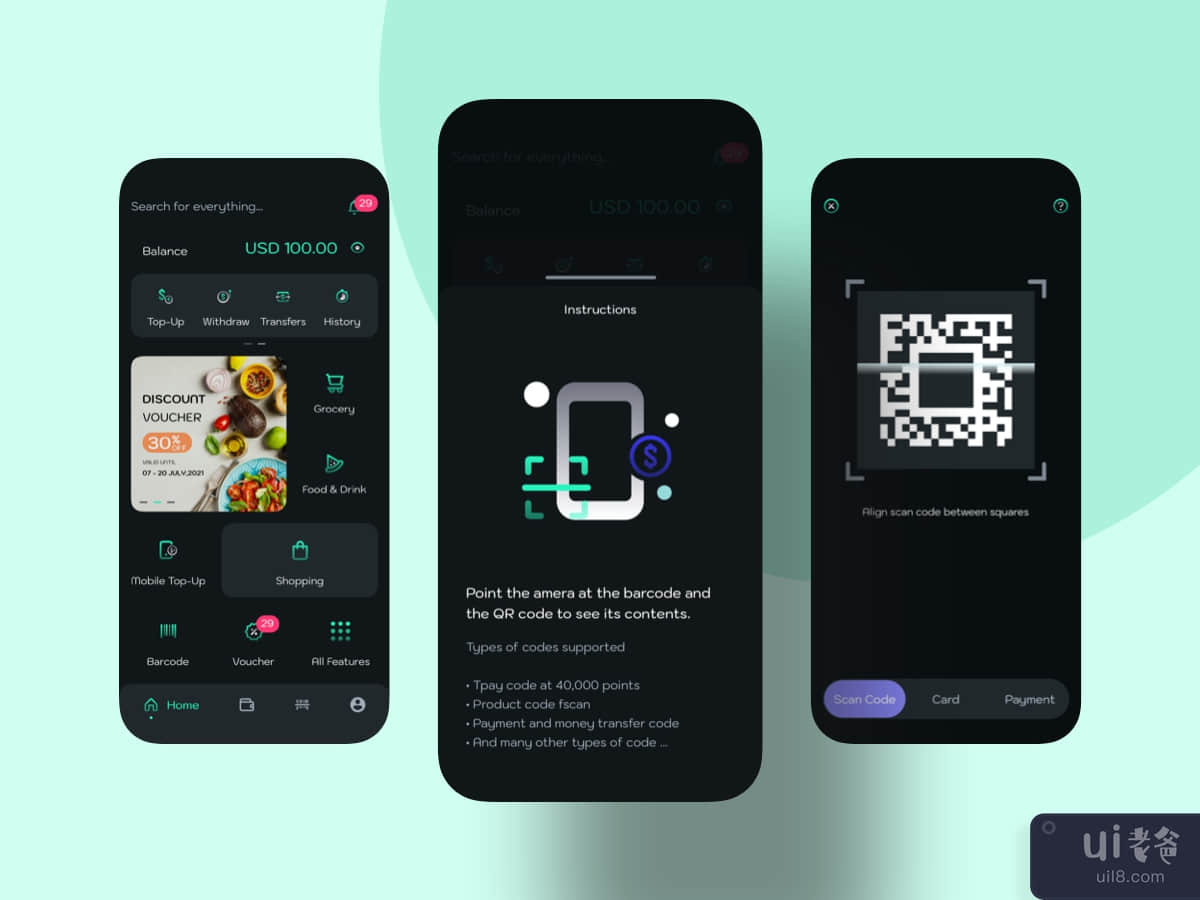 Barcode - Digital Wallet Mobile UI Kit
