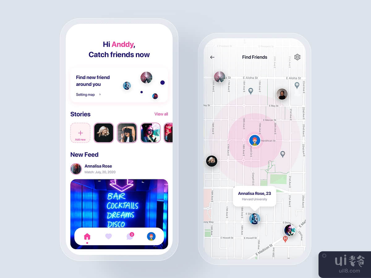 Social Dating app UI concept