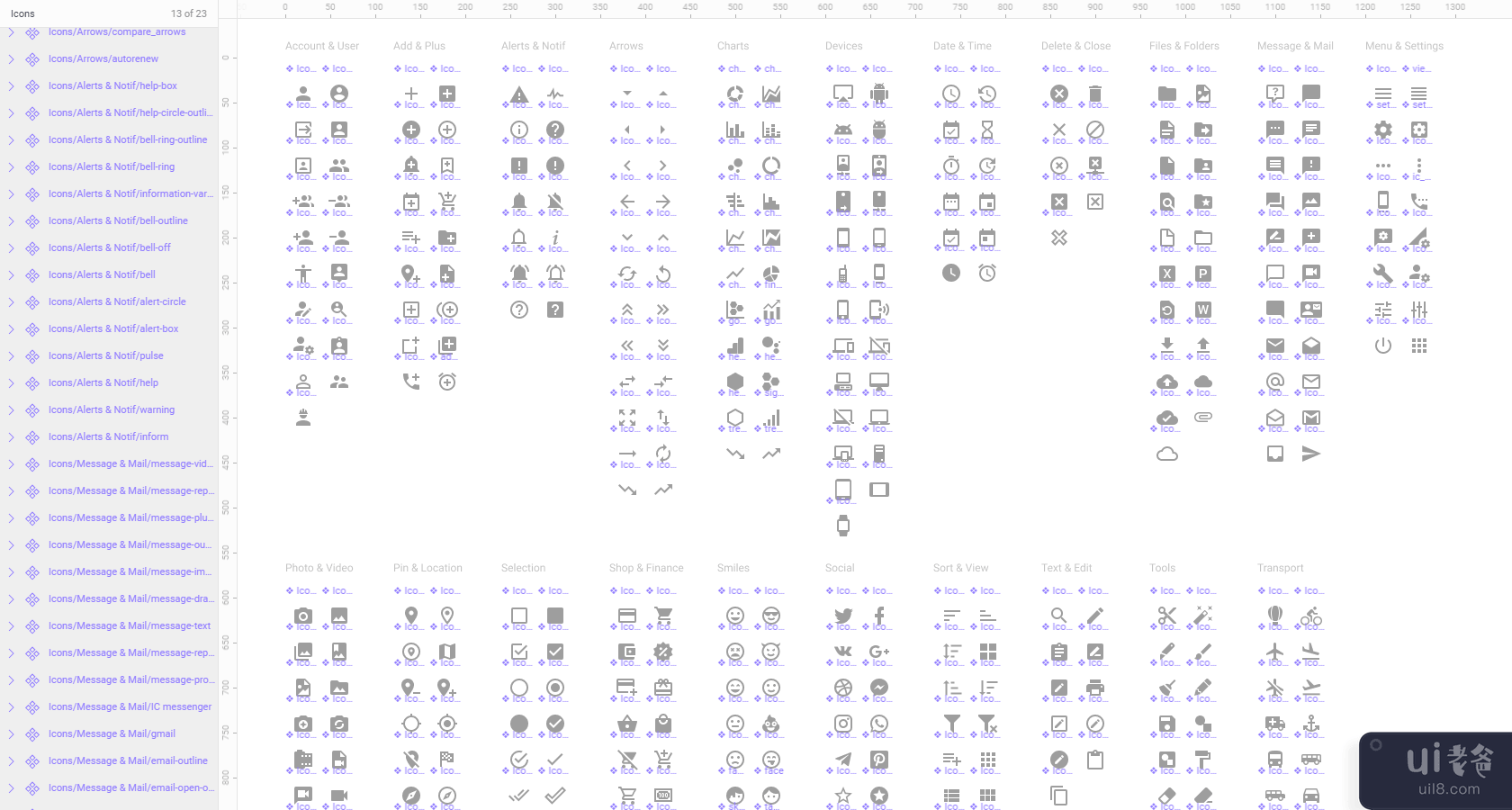 为 Figma 设置了 300 多个材质图标(300+ material icons set for Figma)插图