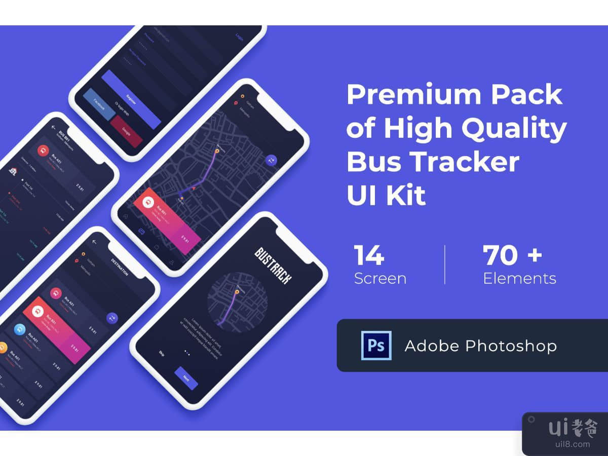  Online Bus Tracking Mobile App for Photoshop