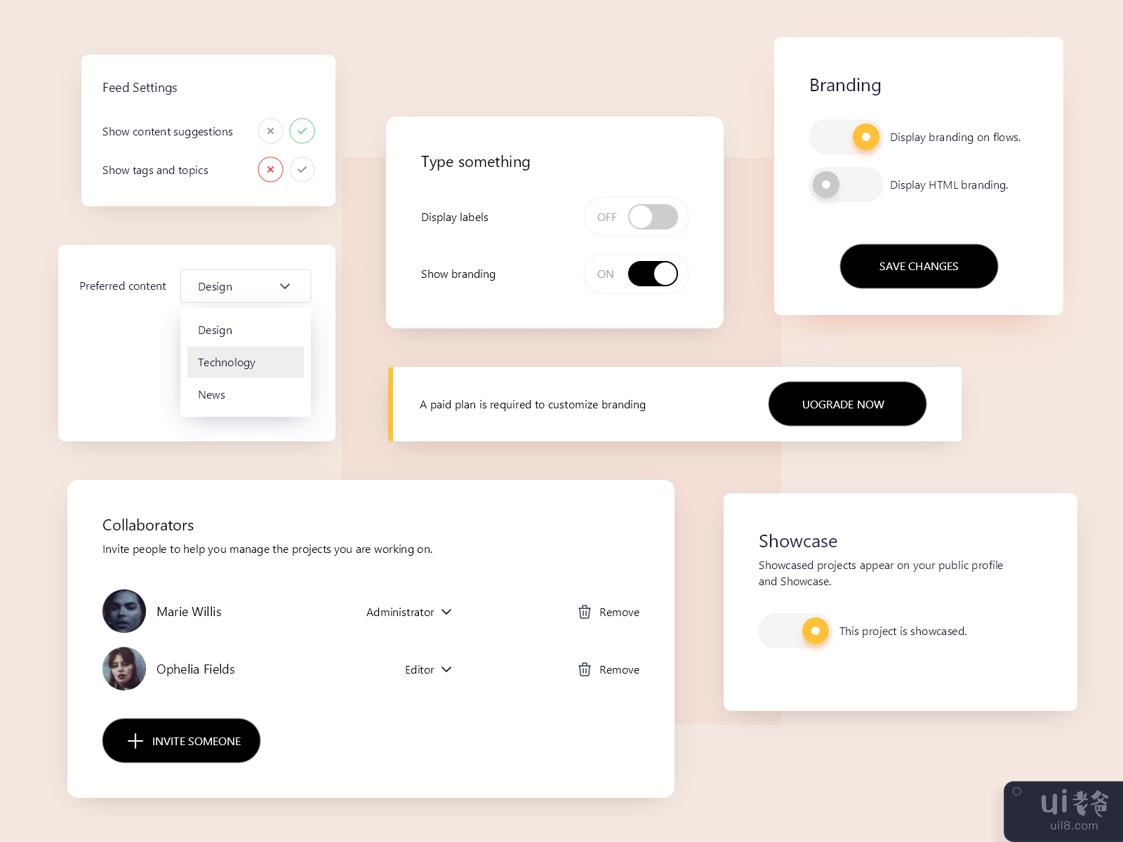 Settings UI Components (Sketch)