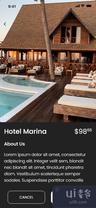 酒店预订应用概念黑暗(Hotel Booking App Concept Dark)插图1