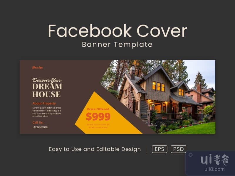 Real Estate facebook cover page and web banner design template