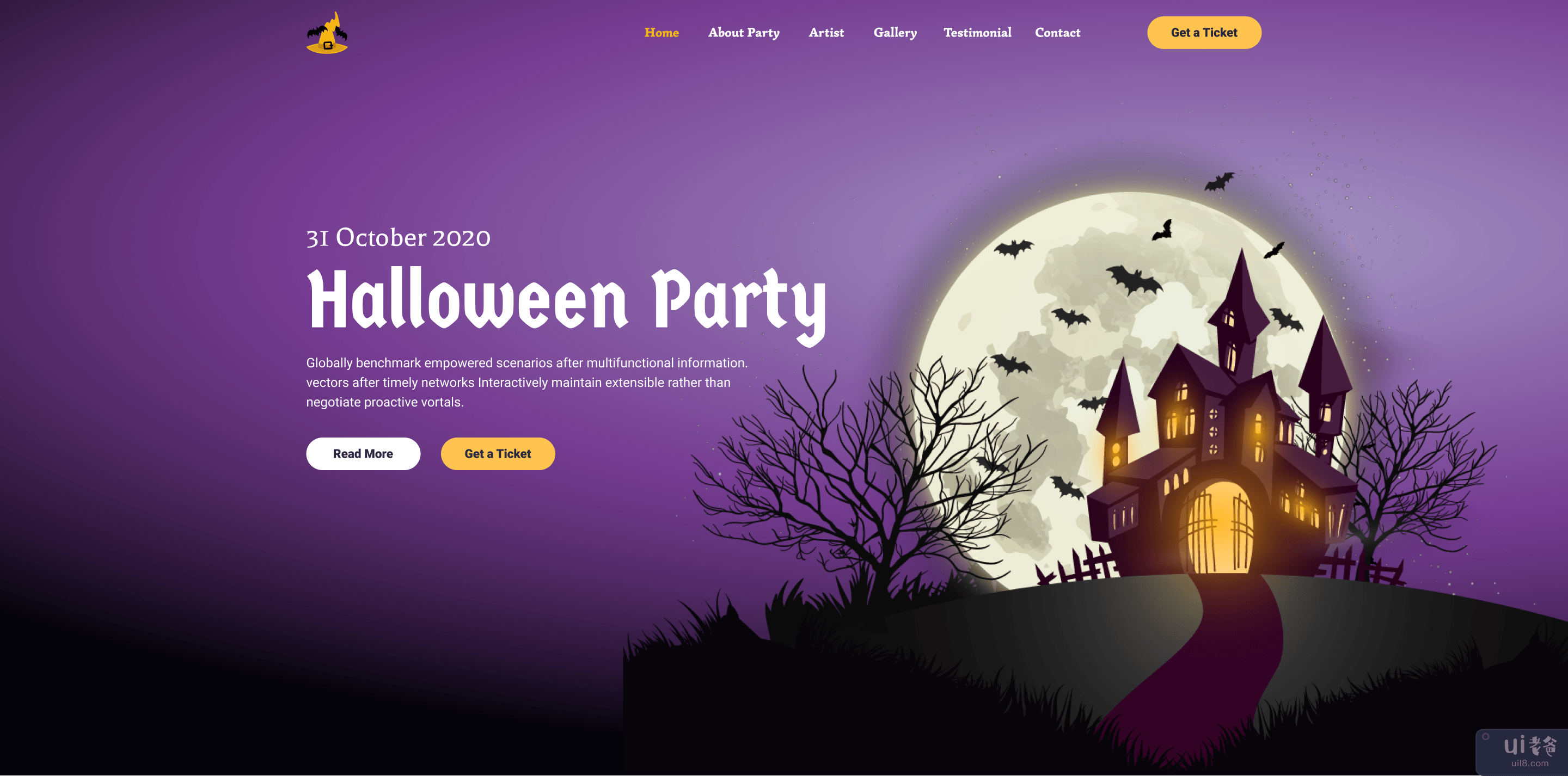 万圣节派对网页模板(Halloween Party web Templates)插图
