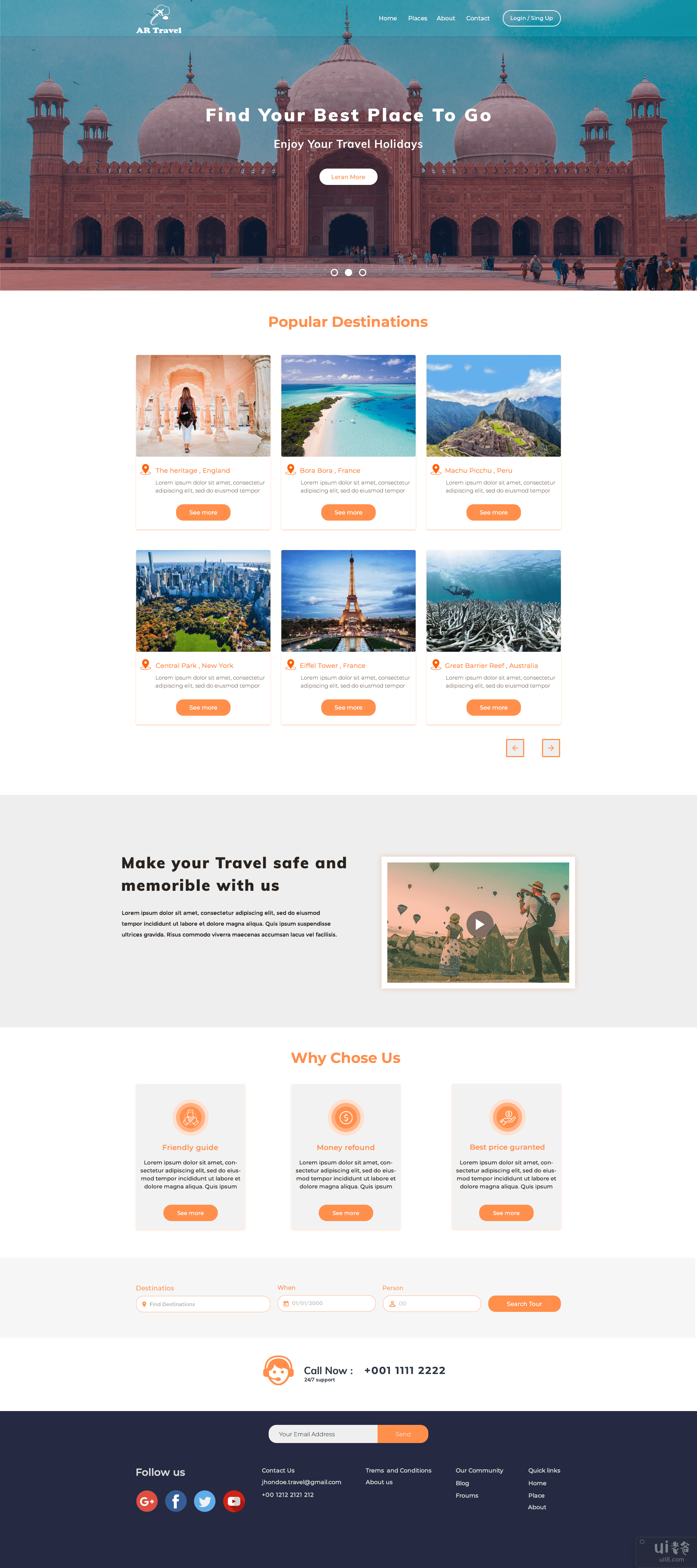 旅游网站 UI 登陆页面(Travel  Website Ui Landing Page)插图