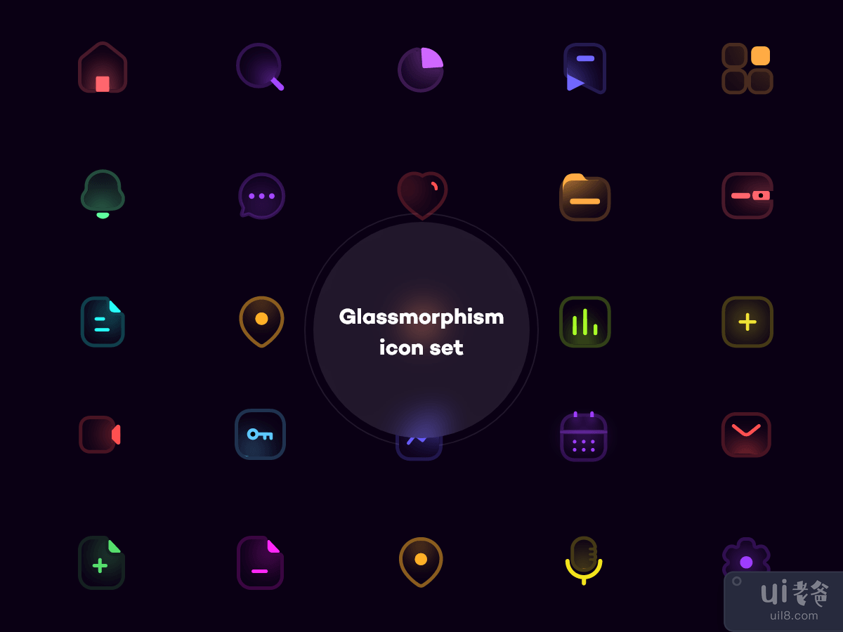 Glassmorphism 图标集-3(Glassmorphism icon set - 3)插图2