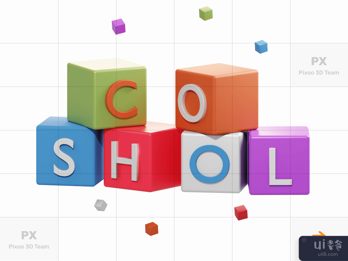 3D School & Education Icons Pack - Alpabet
