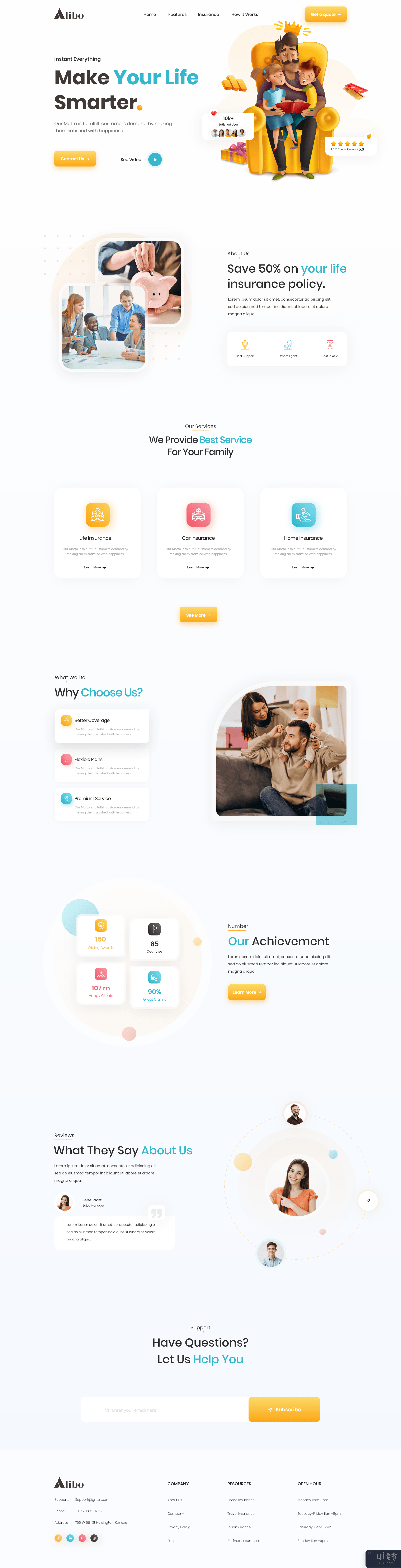 Alibo - 保险网站登陆页面设计(Alibo - Insurance Website Landing Page Design)插图