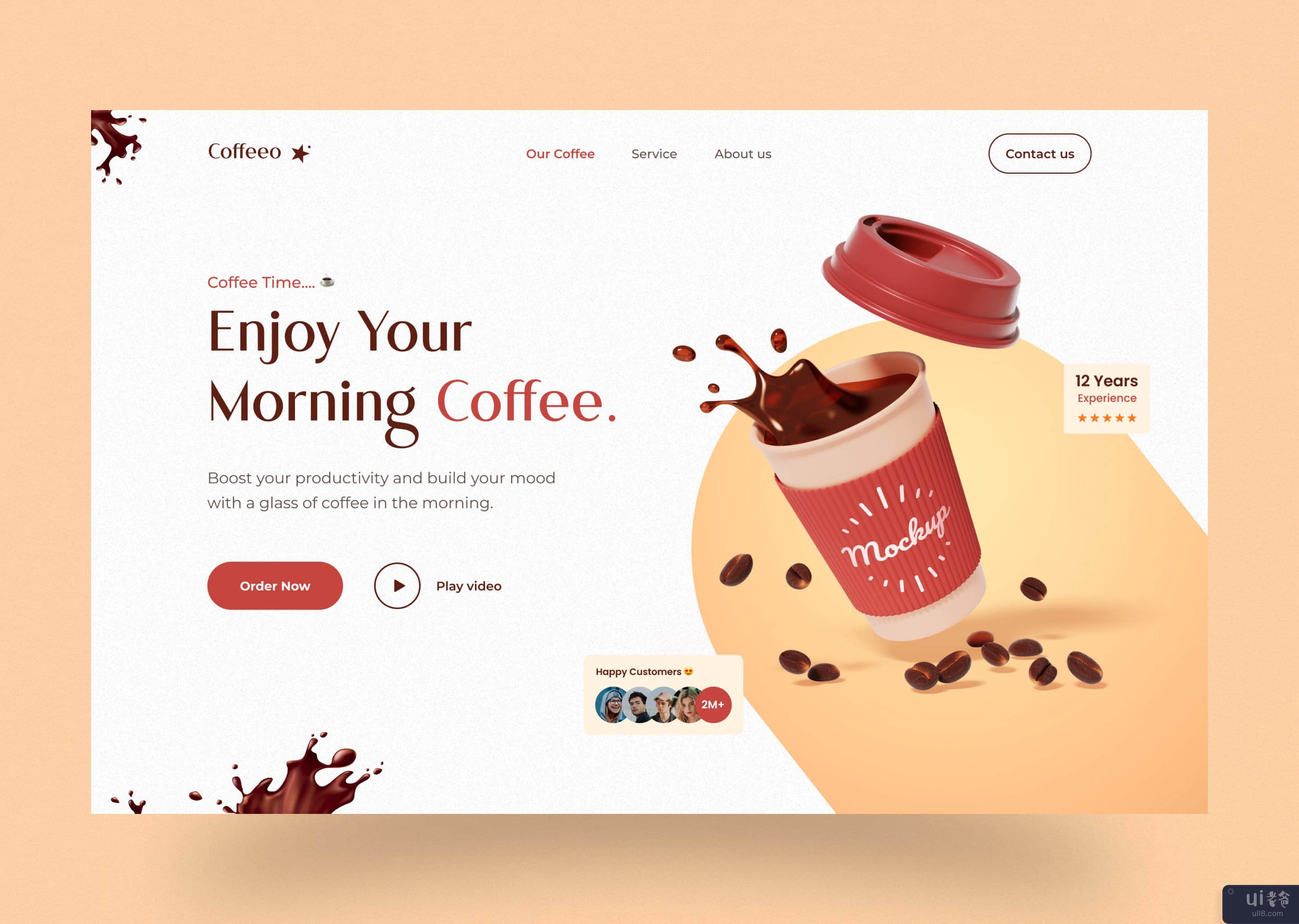 Coffeeo - 咖啡店网站标题设计(Coffeeo - Coffee Shop Website Header Design)插图2