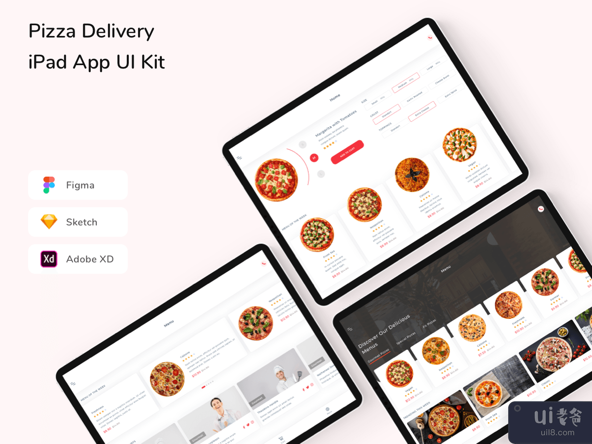 Pizza Delivery iPad App UI Kit